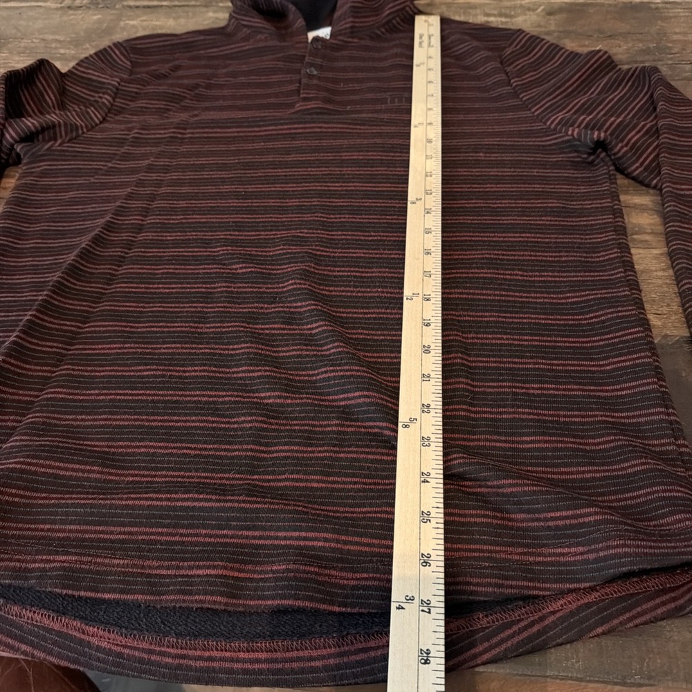 Travis Mathew Hoodie Mens large striped Henley Lightweight Pullover Sweatshirt - Picture 5 of 6